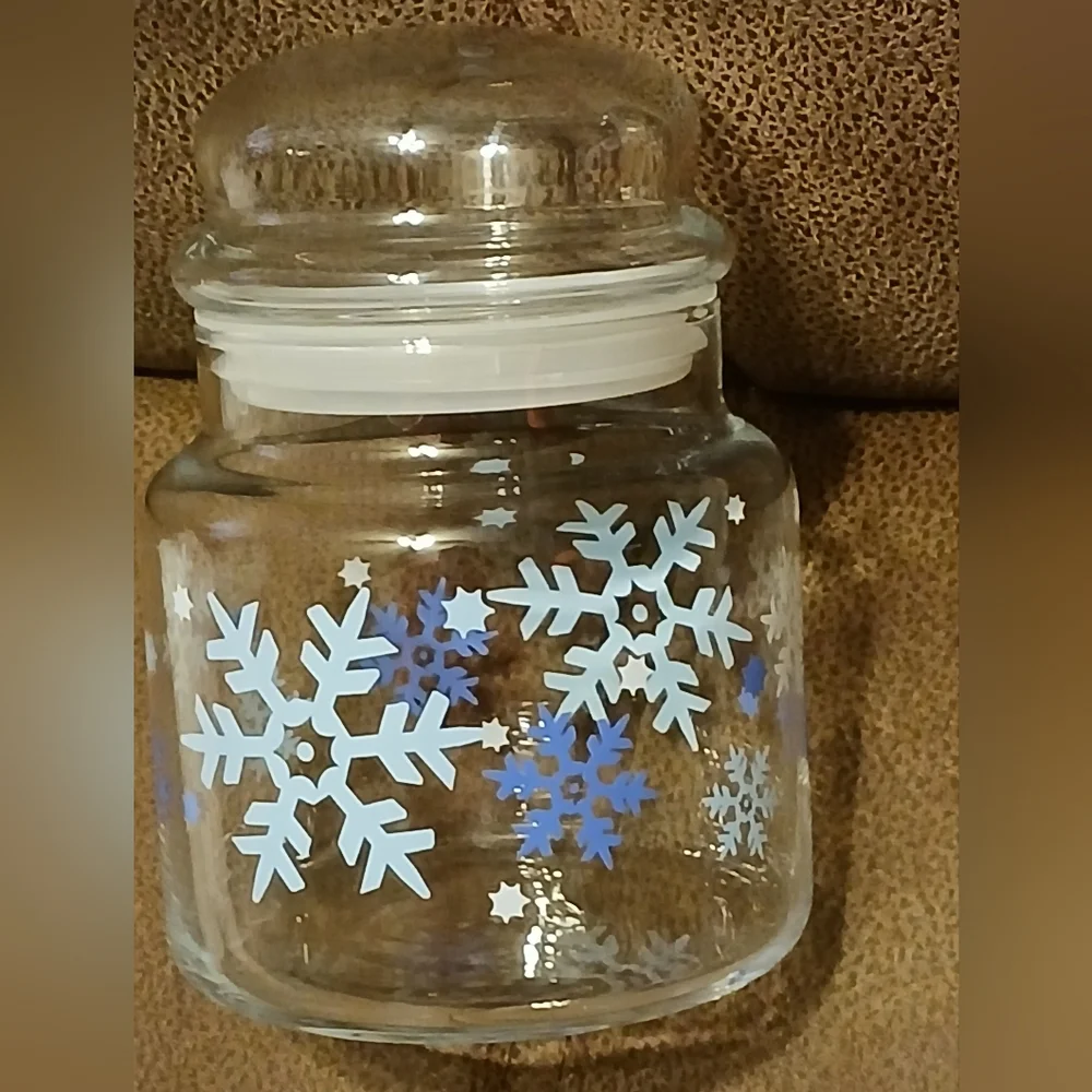 Glass Jar with Snowflake Design